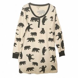 Little Blue House Black Bears Natural Background Nightshirt Nightgown XL